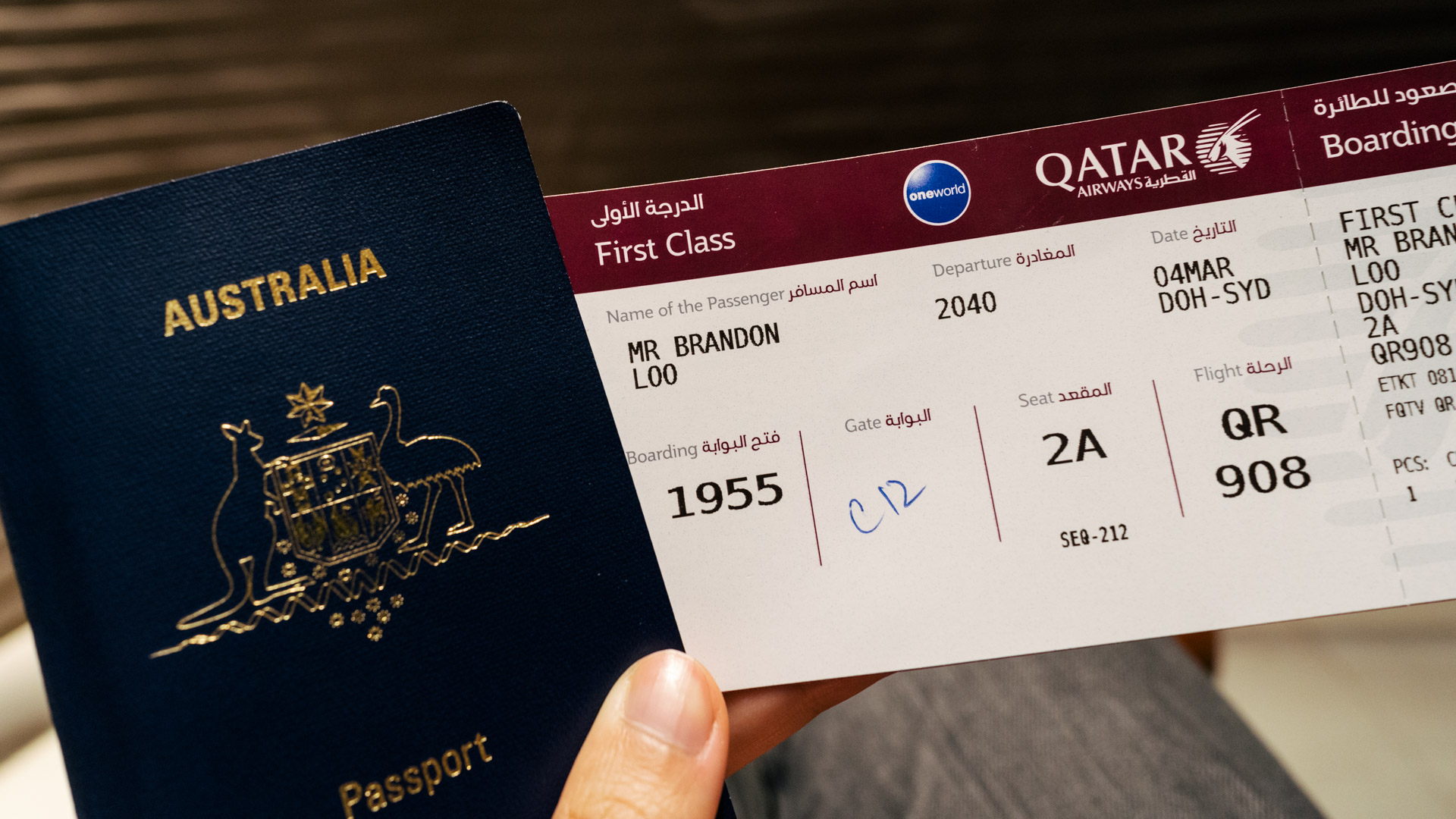 Qatar Airways Al Safwa Lounge boarding pass