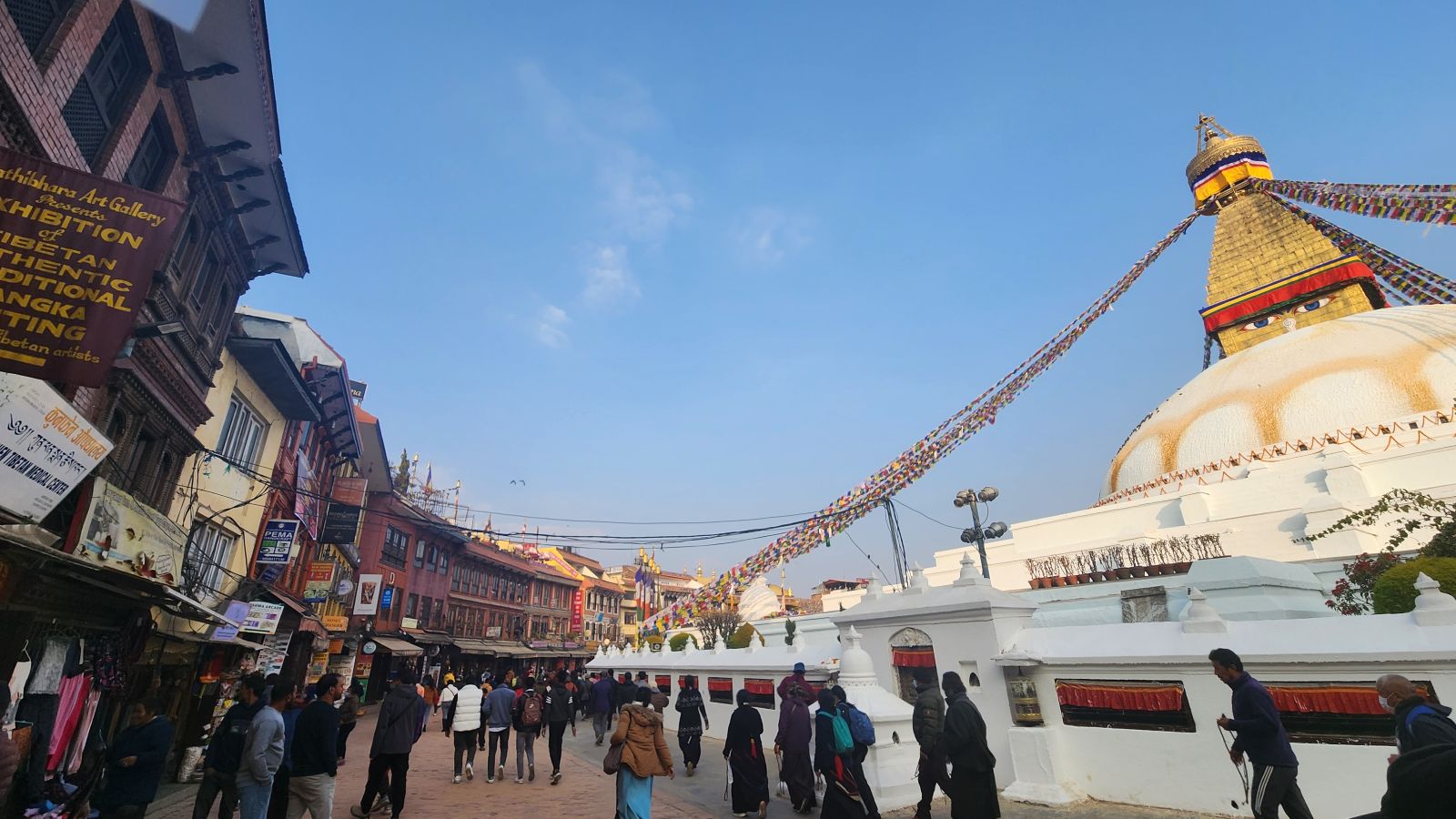 Walking around Boudhanath Stupa, Kathmandu, Nepal