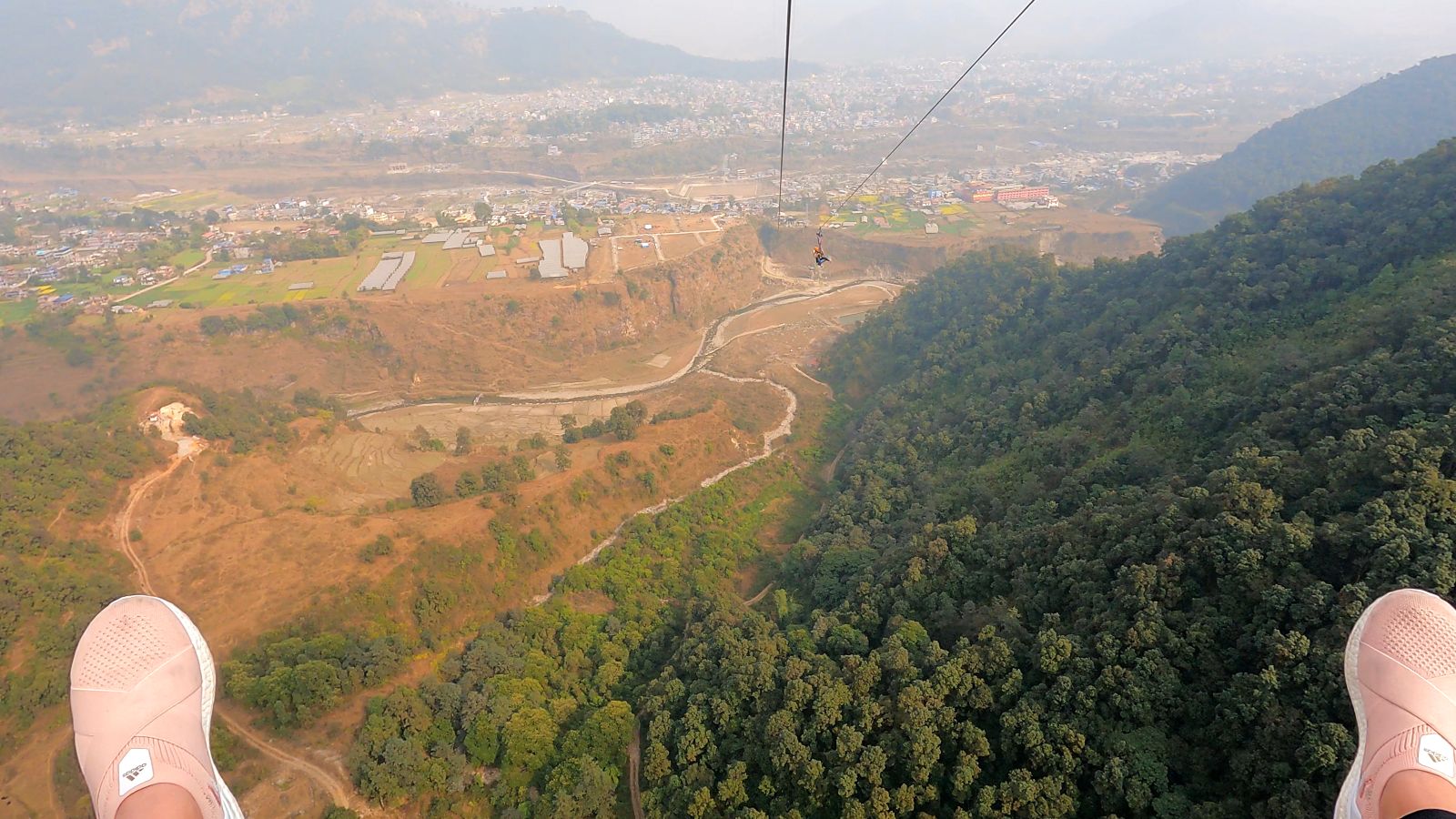 Ziplining over the valley in Pokhara