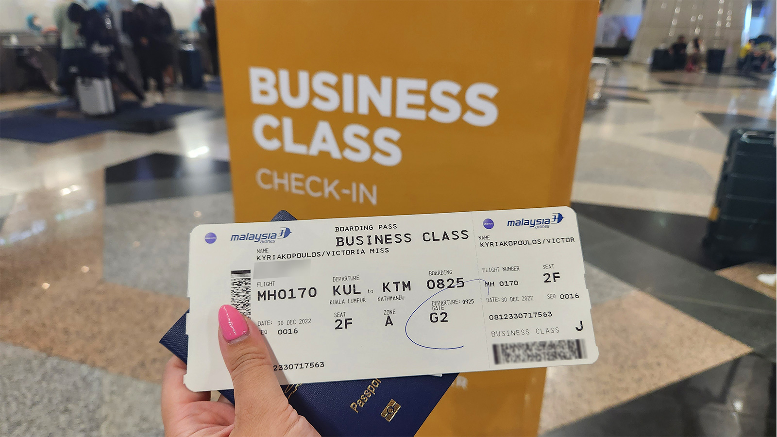 Business Class check in from KUL-KTM