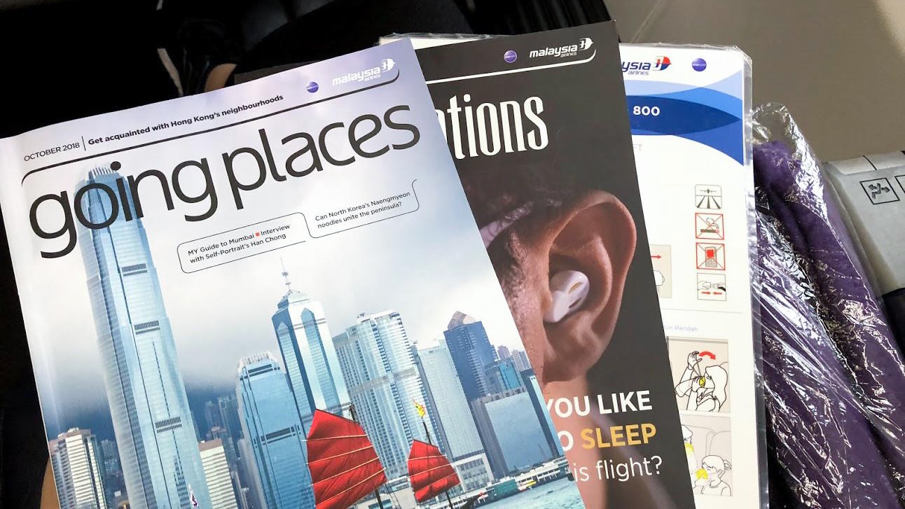 Reading material in Malaysia Airlines Boeing 737 Business Class