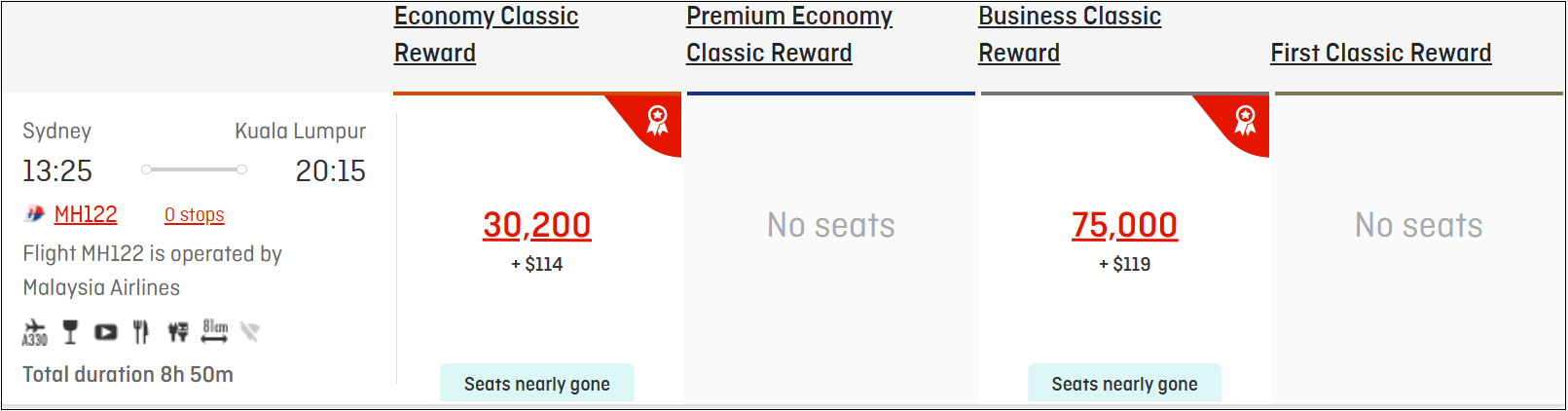 Book Malaysia Airlines using Qantas Points