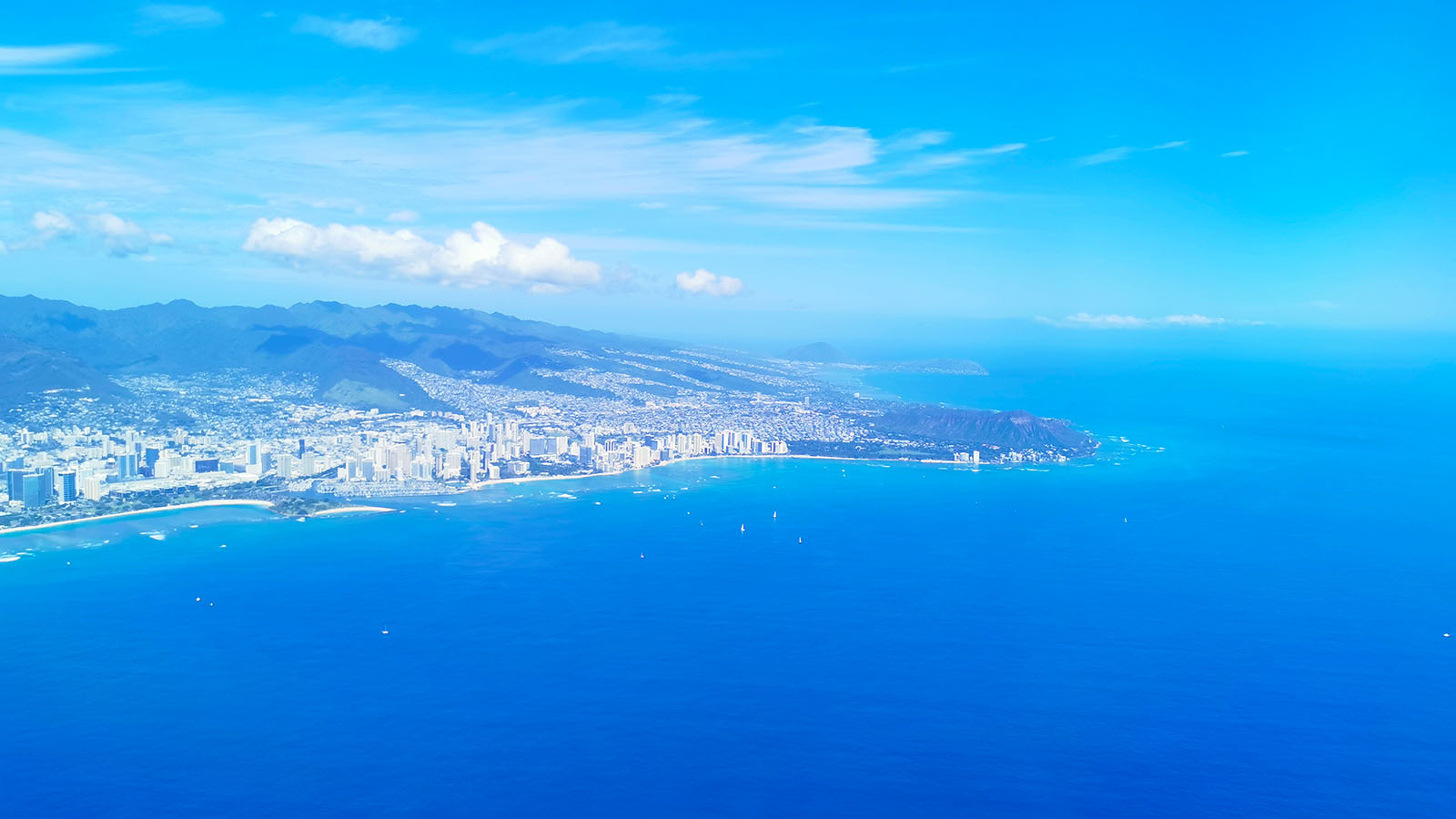 Flying over Honolulu