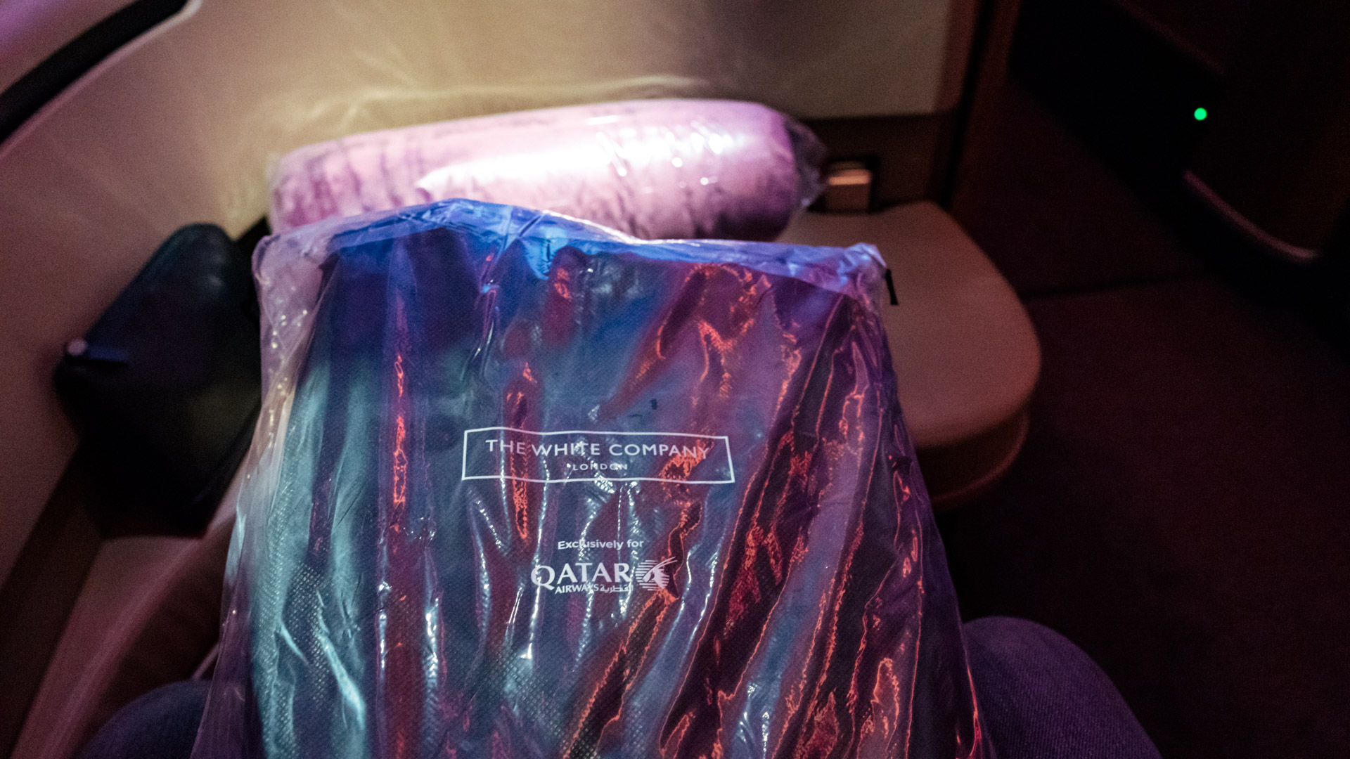 Qatar Airways A380 First Class pyjamas