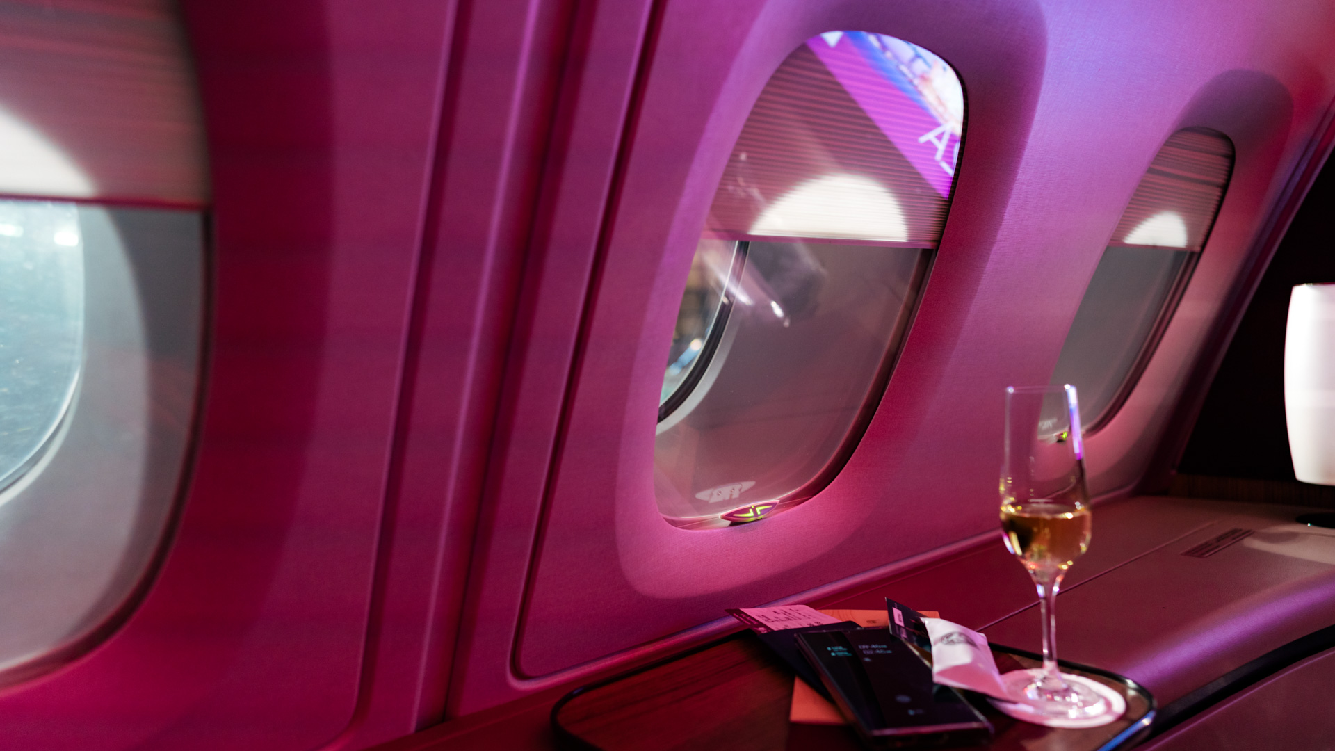 Qatar Airways A380 First Class Champagne.