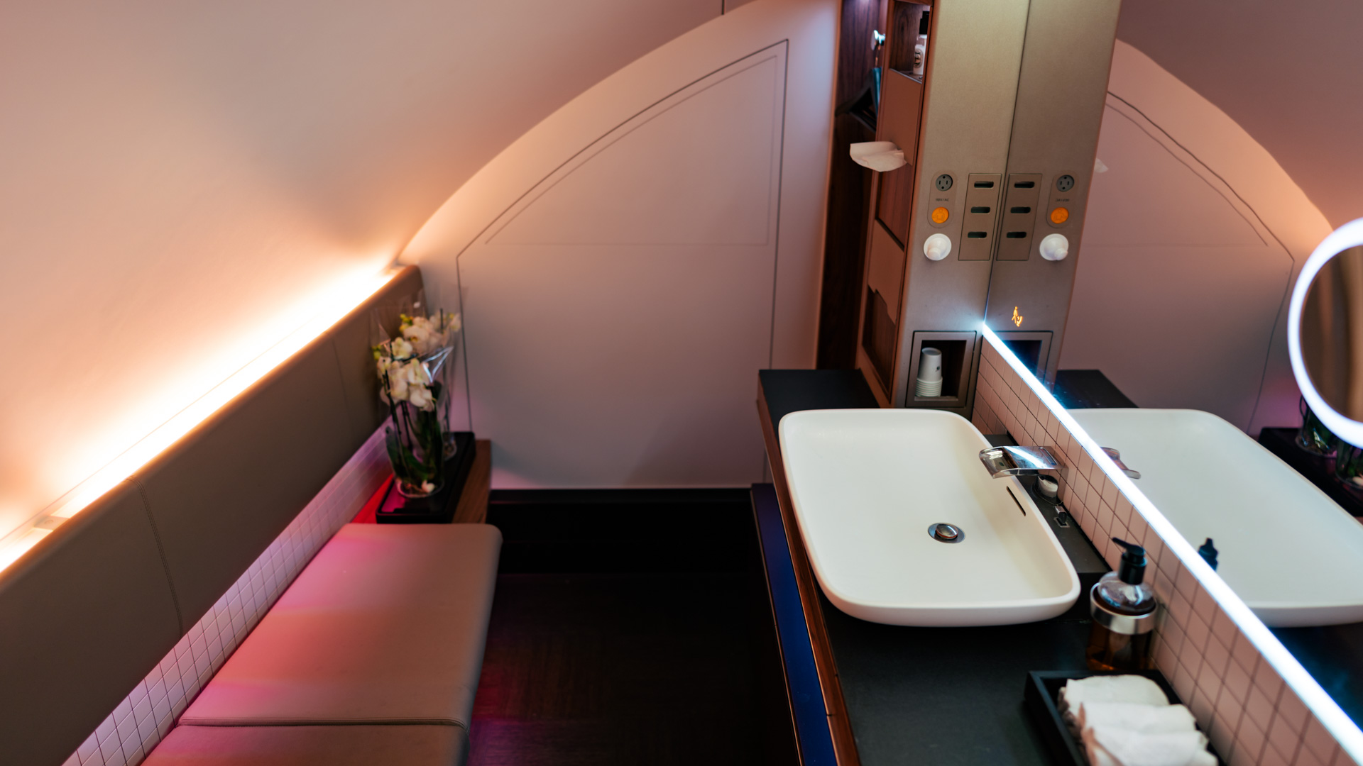 Qatar Airways A380 First Class lavatory.