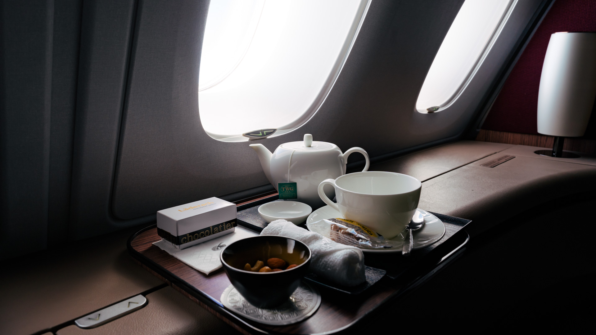 Qatar Airways A380 First Class tea