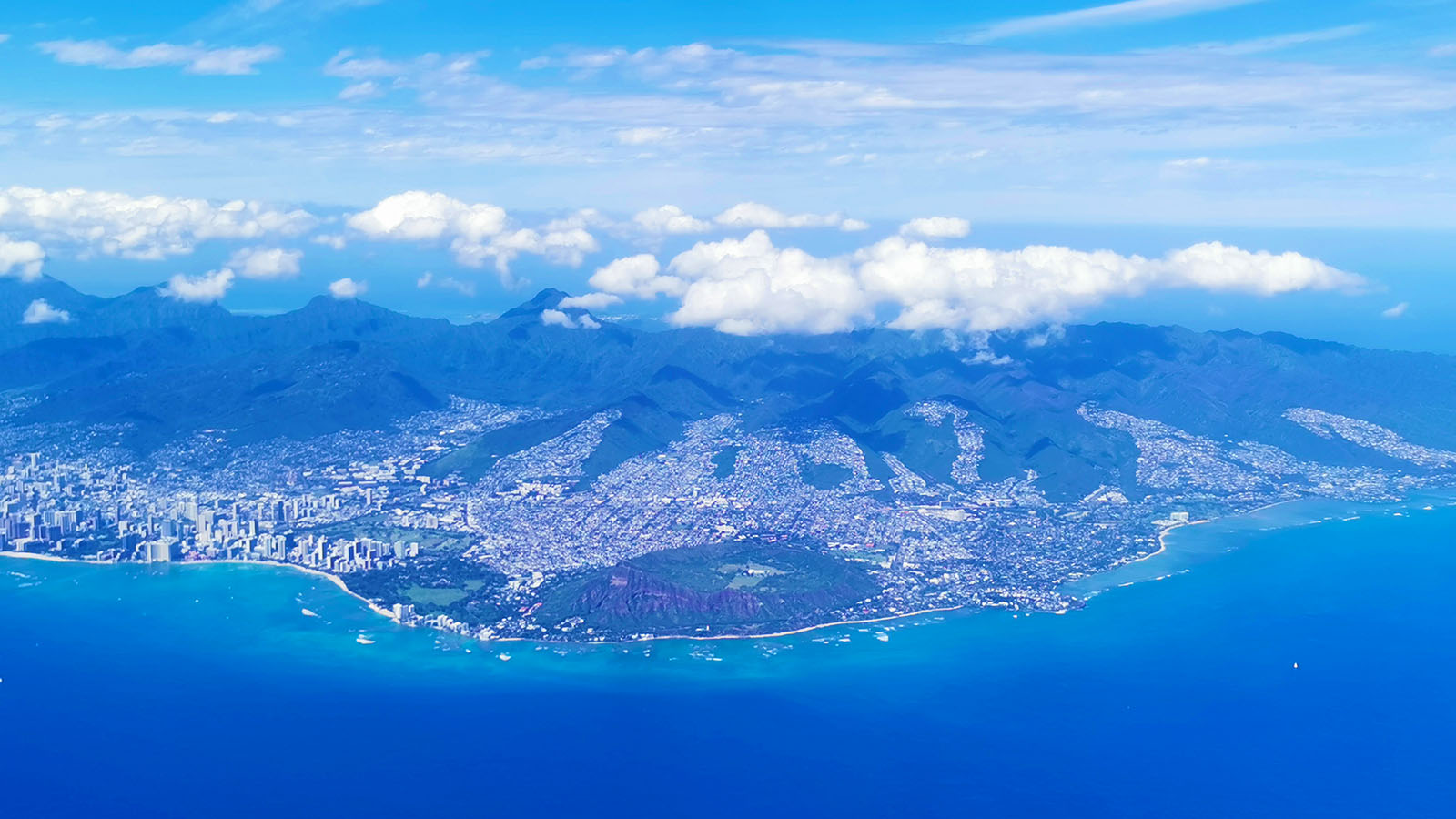 Honolulu from plane window