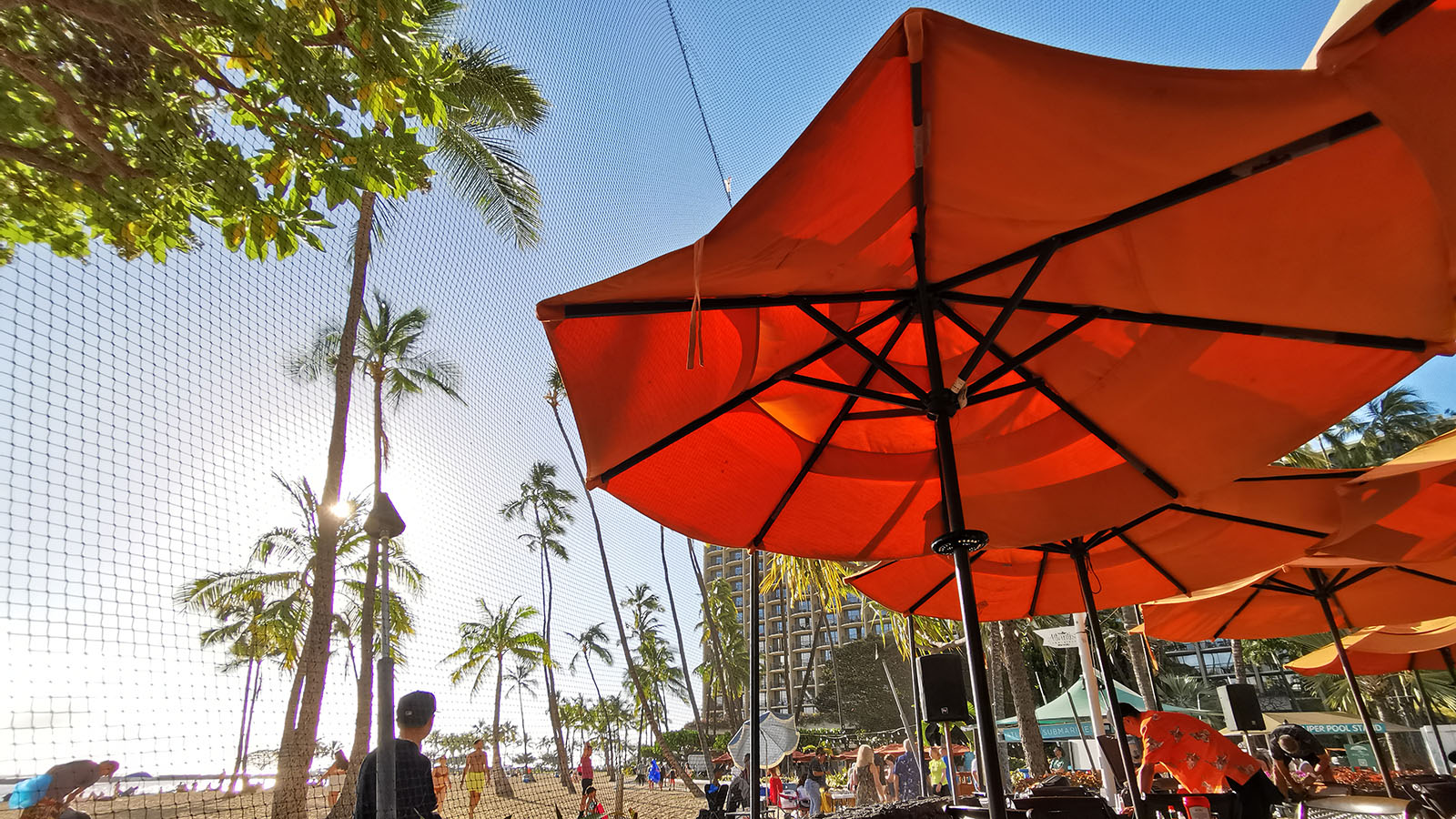 Umbrellas and beach in Hawaii
