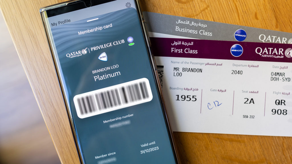 Qatar Airways boarding pass