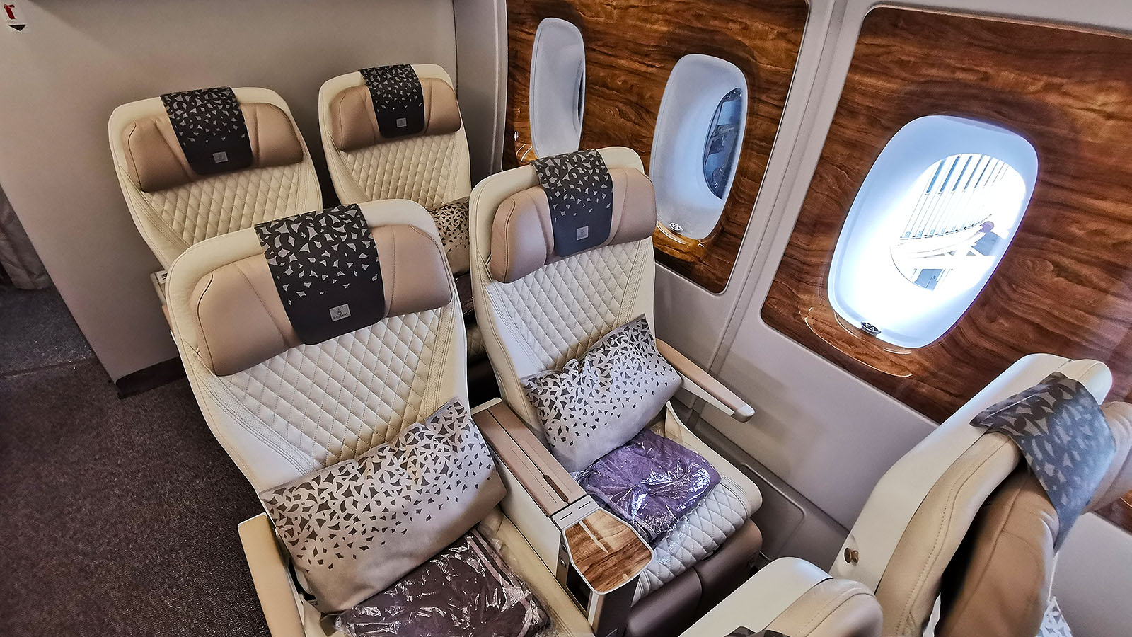 Pairs of Premium Economy seats on Emirates' Airbus A380 from Melbourne