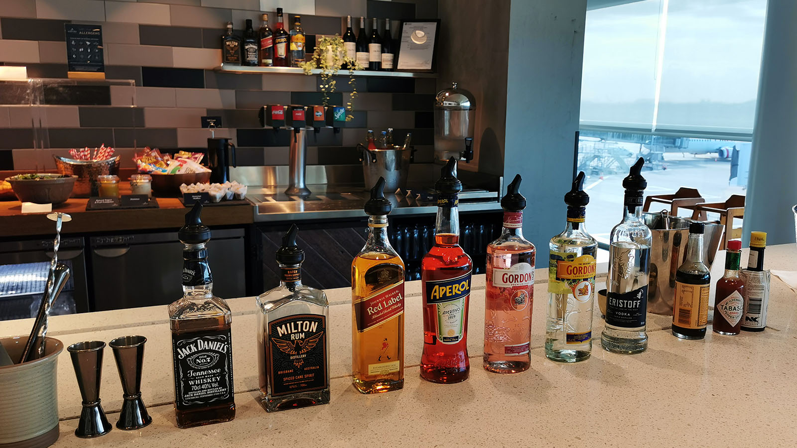 Alcohol choices at Brisbane's Aspire Lounge