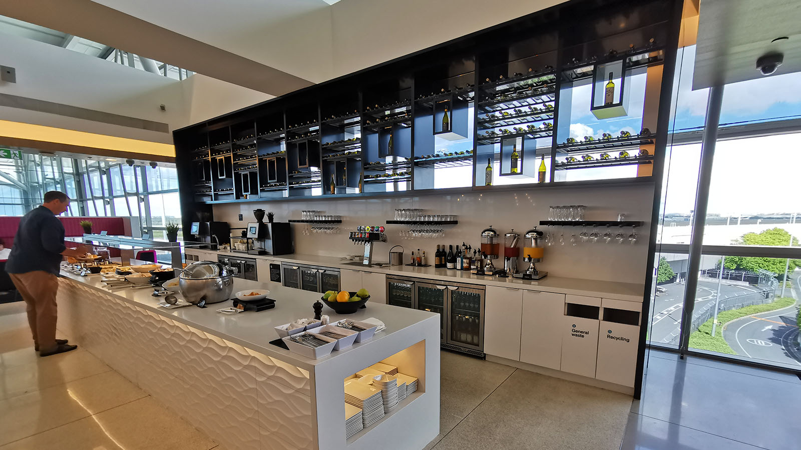 Food area in Air New Zealand's Brisbane lounge