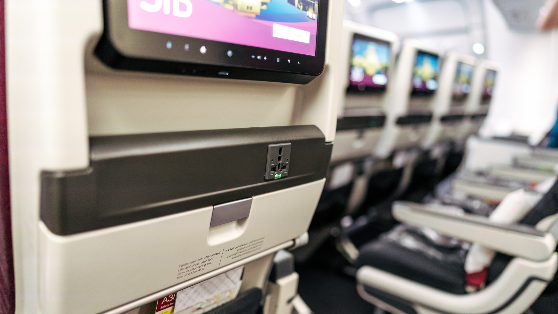 Qatar Airways Airbus A380 Economy tray table