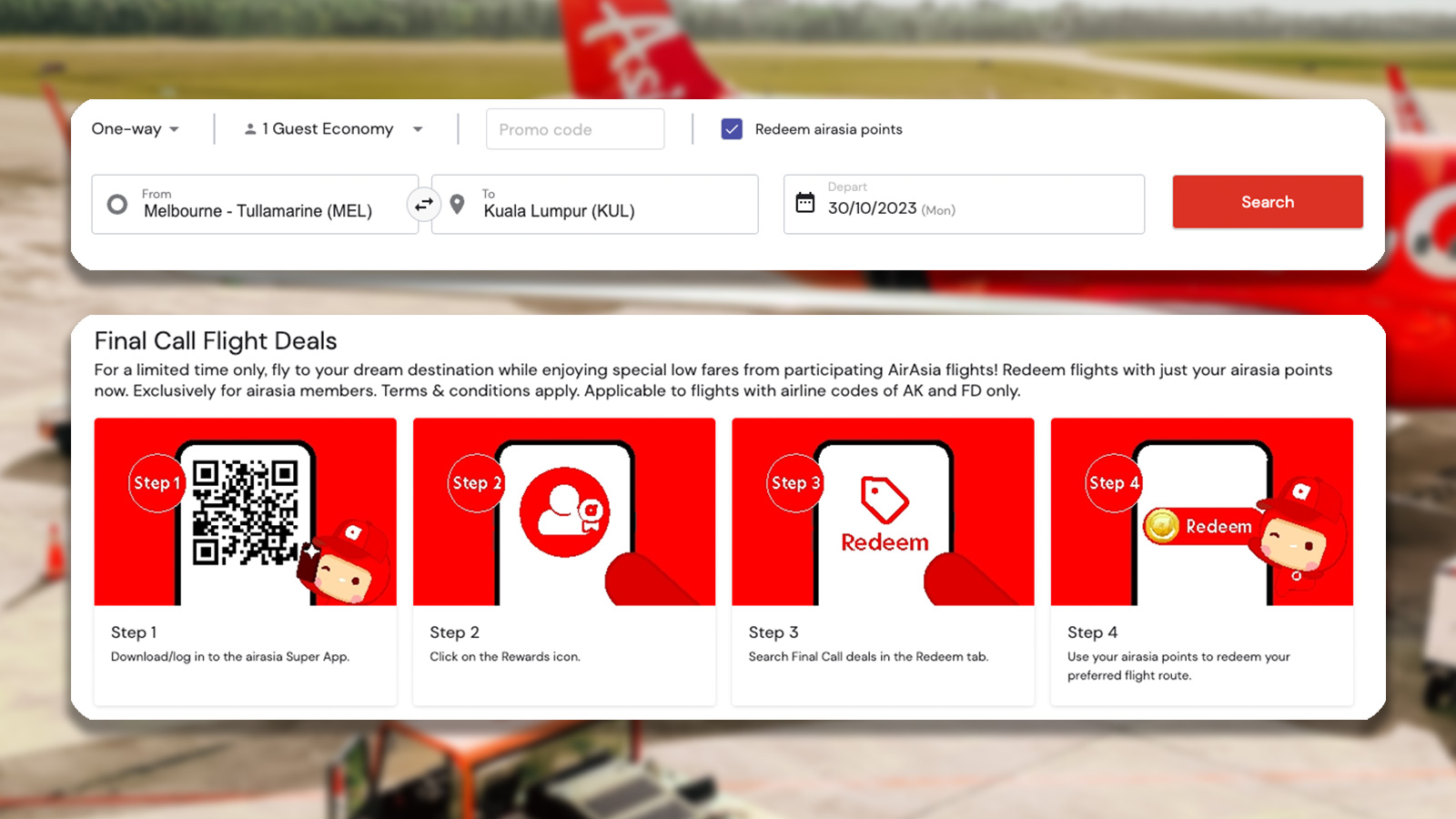 redeeming airasia rewards points for flights