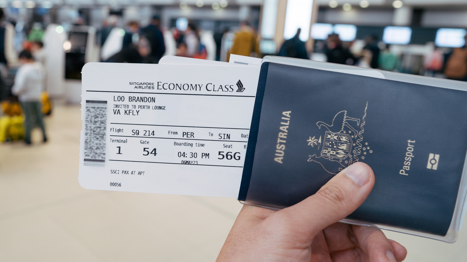 Singapore Airlines Perth Boarding Pass