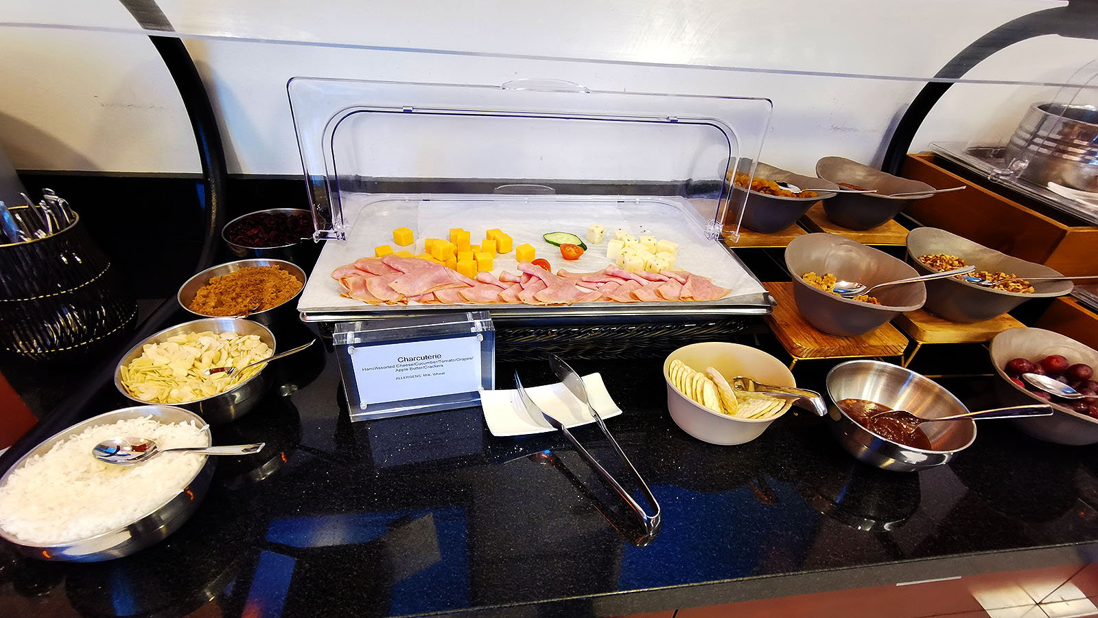 Meats and cheese in San Antonio United Club lounge