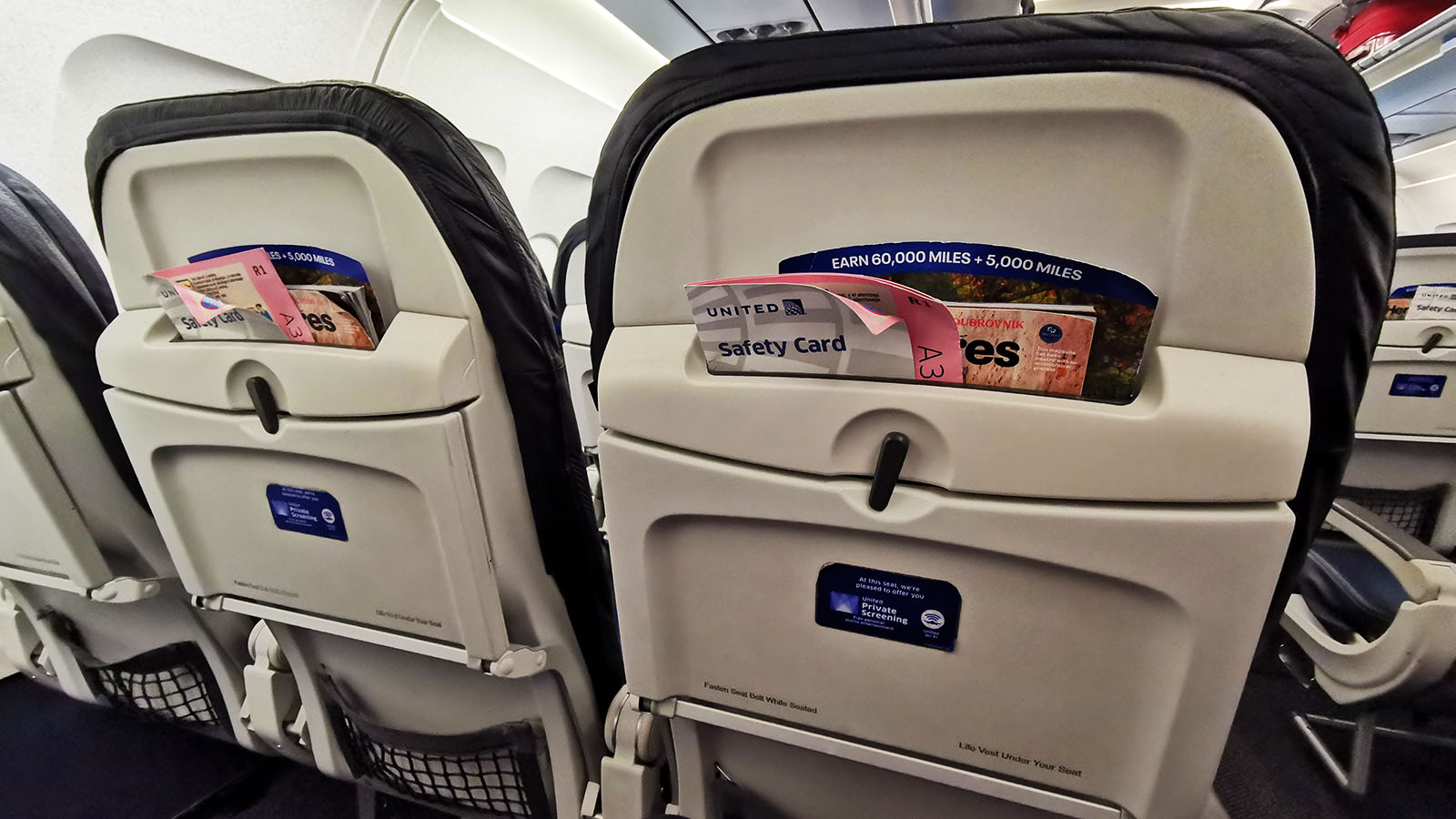 Literature pocket on United Airlines' Airbus A319