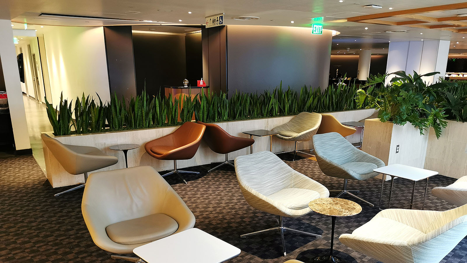 Chairs in the Qantas International Business Lounge in Los Angeles