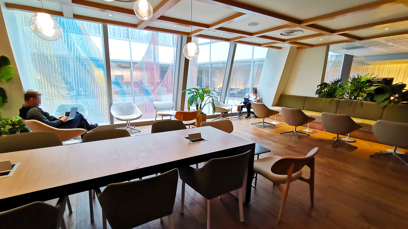 Place for a laptop in the Qantas International Business Lounge in Los Angeles