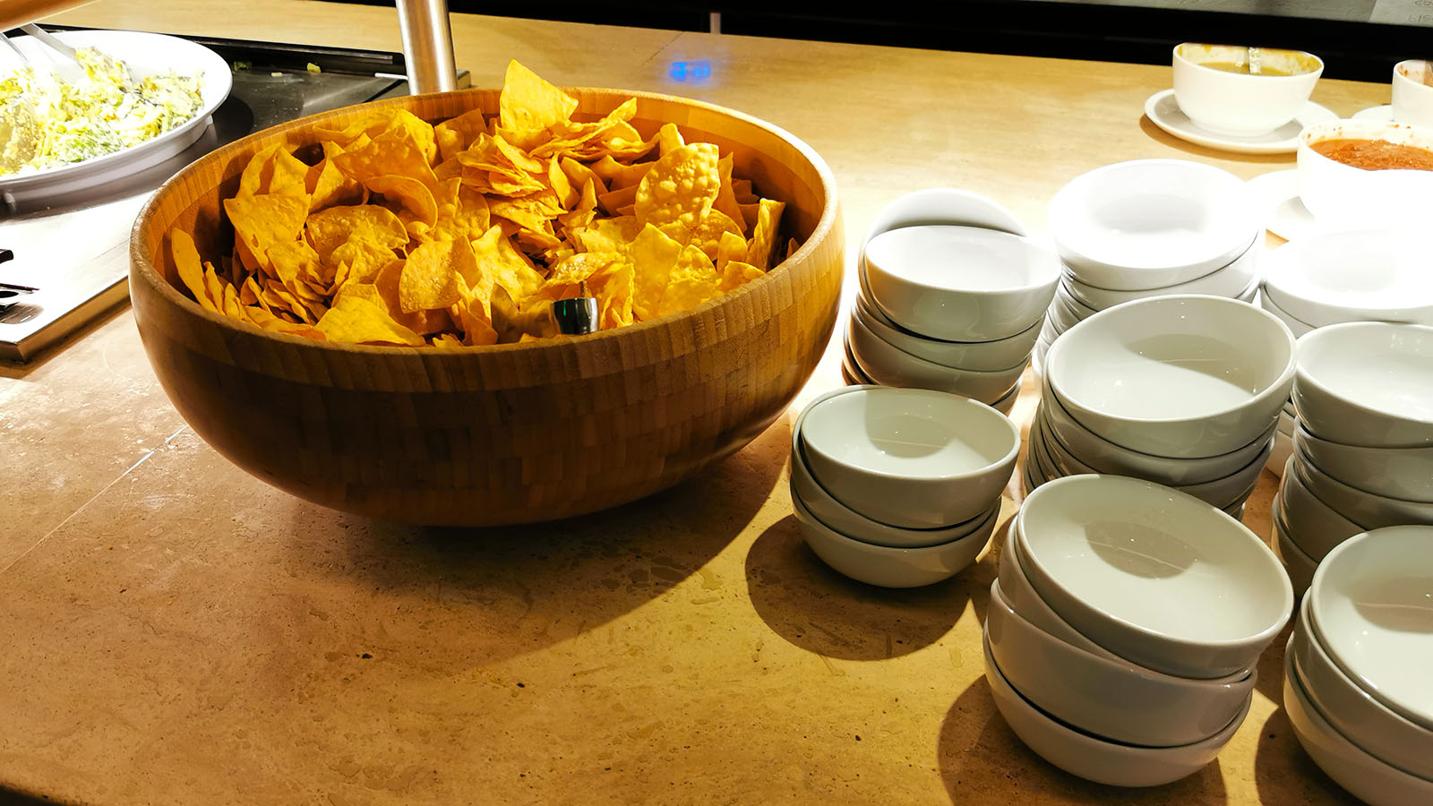 Corn chips in the Qantas International Business Lounge in Los Angeles