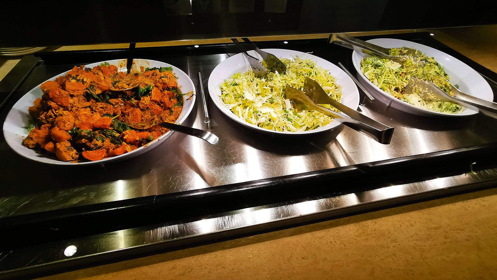 Light dining in the Qantas International Business Lounge in Los Angeles