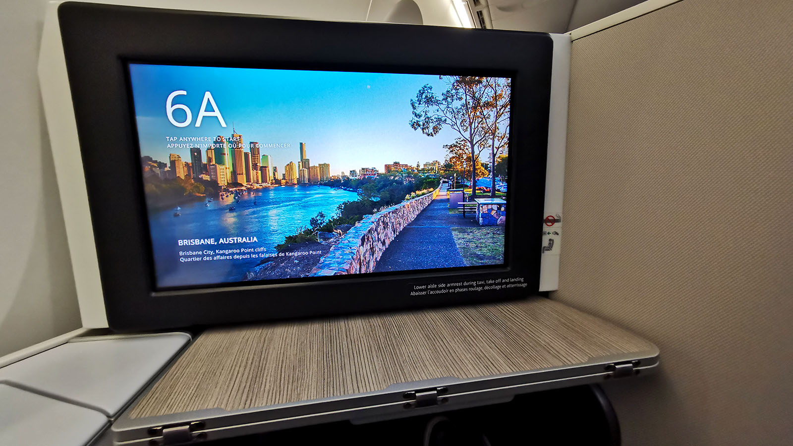 TV and storage in Air Canada Boeing 787 Signature Class