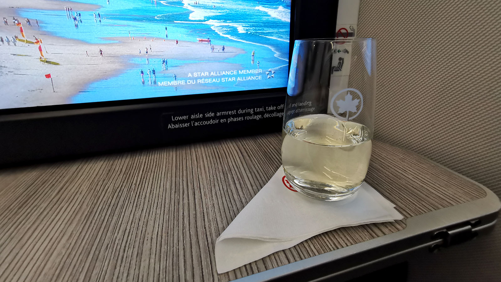 Sparkling wine in Air Canada Boeing 787 Signature Class