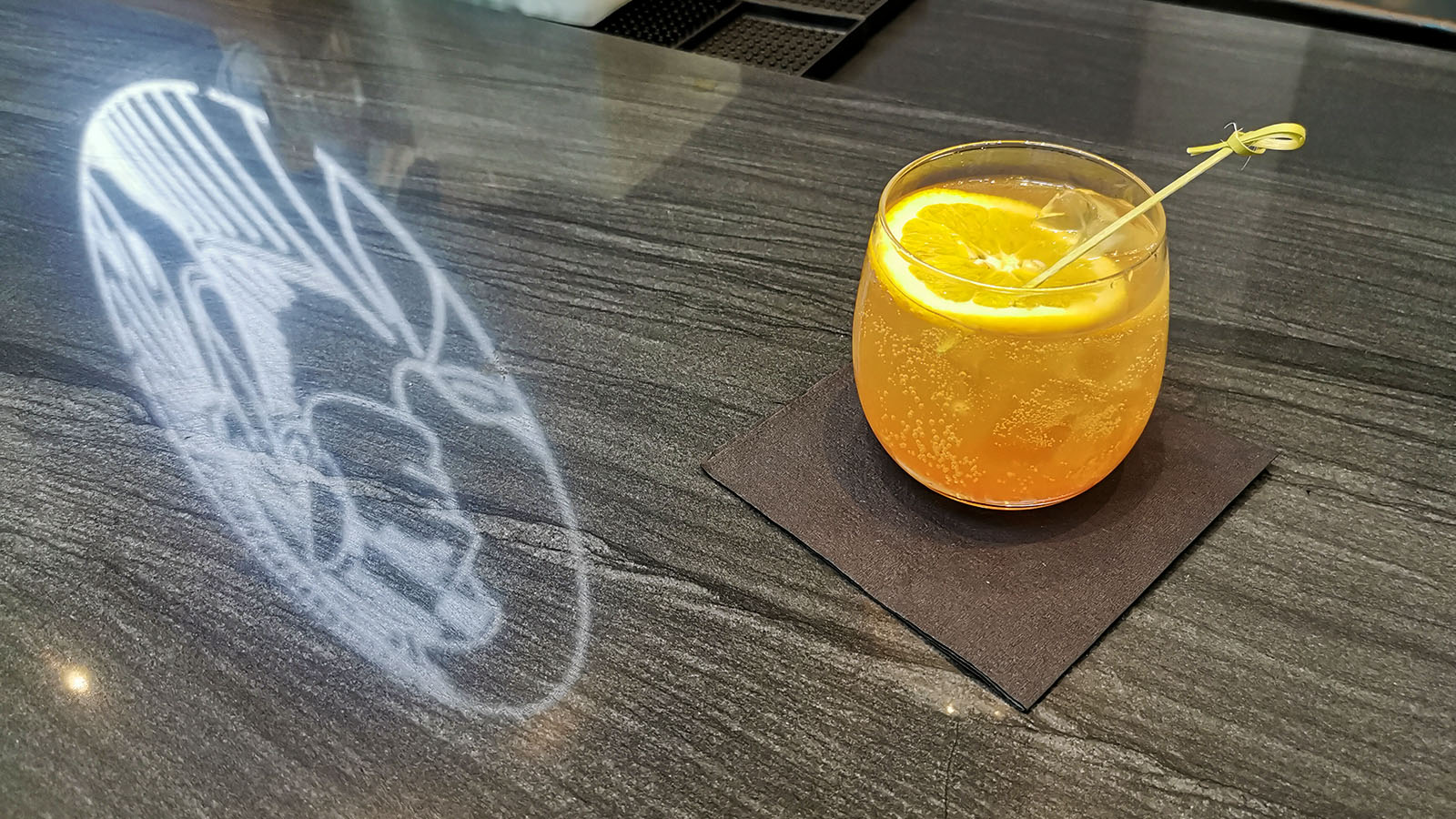 Venice Spritz drink at the Amex Centurion Lounge in Los Angeles