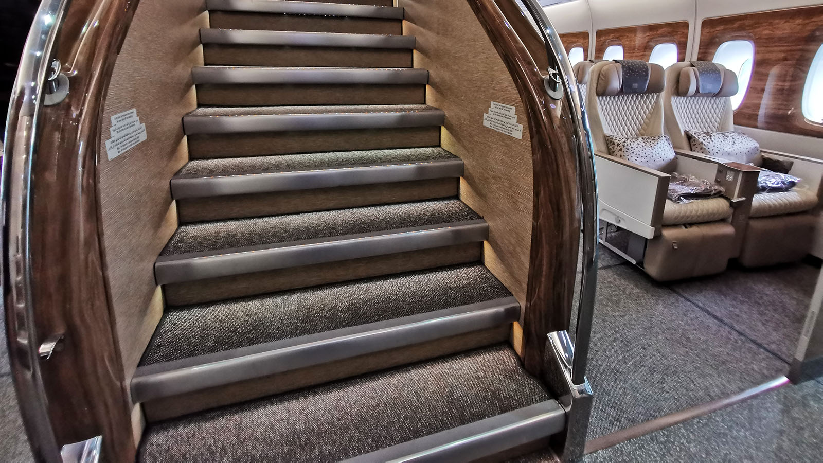 Staircase in Emirates Airbus A380 Premium Economy