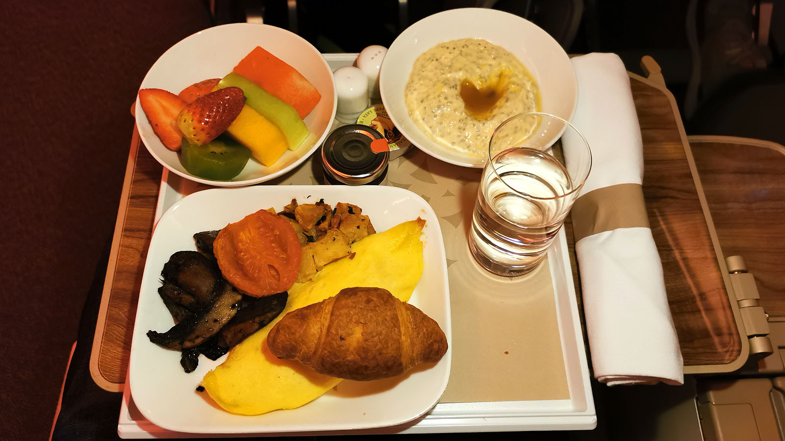 Morning meal in Emirates Airbus A380 Premium Economy