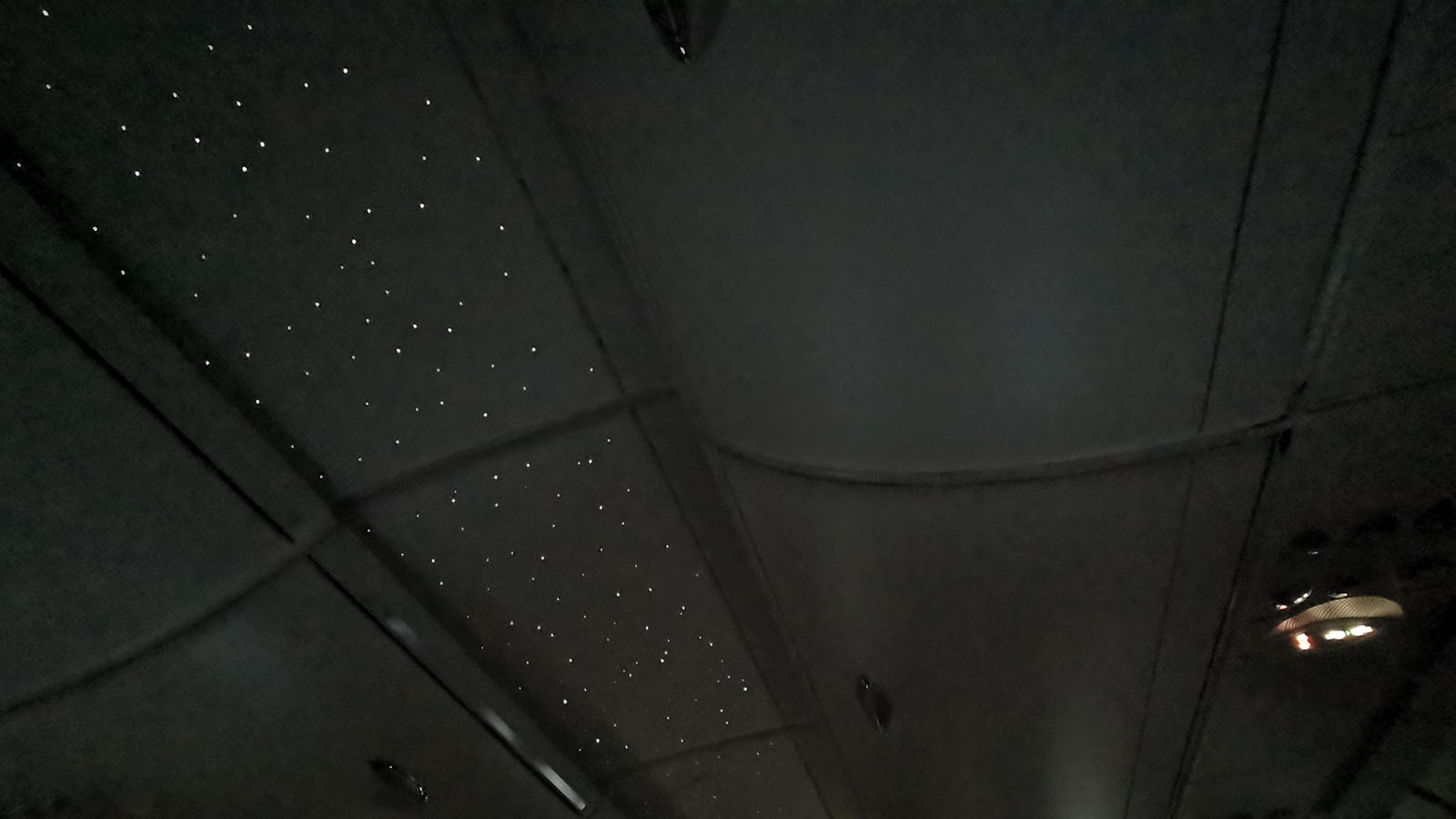 Stars on ceiling in Emirates Airbus A380 Premium Economy