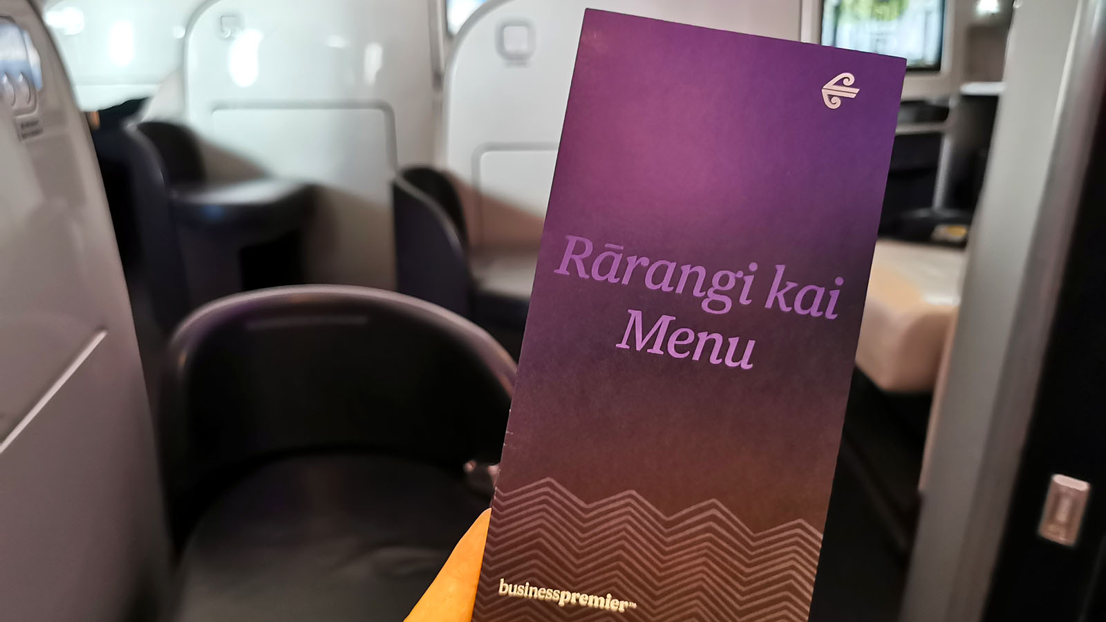 Dining list in Air New Zealand Boeing 777 Business Premier