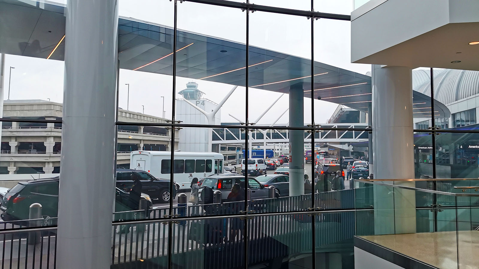 Walkway after security flying American Airlines Boeing 737 Economy