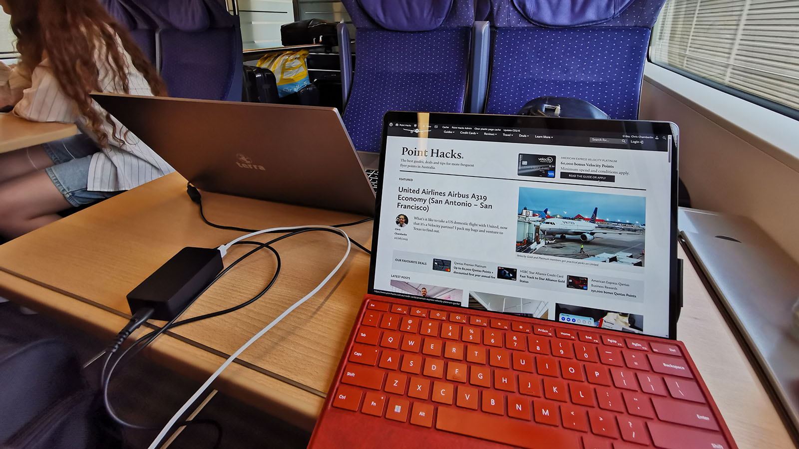 Laptop work on Deutsche Bahn train
