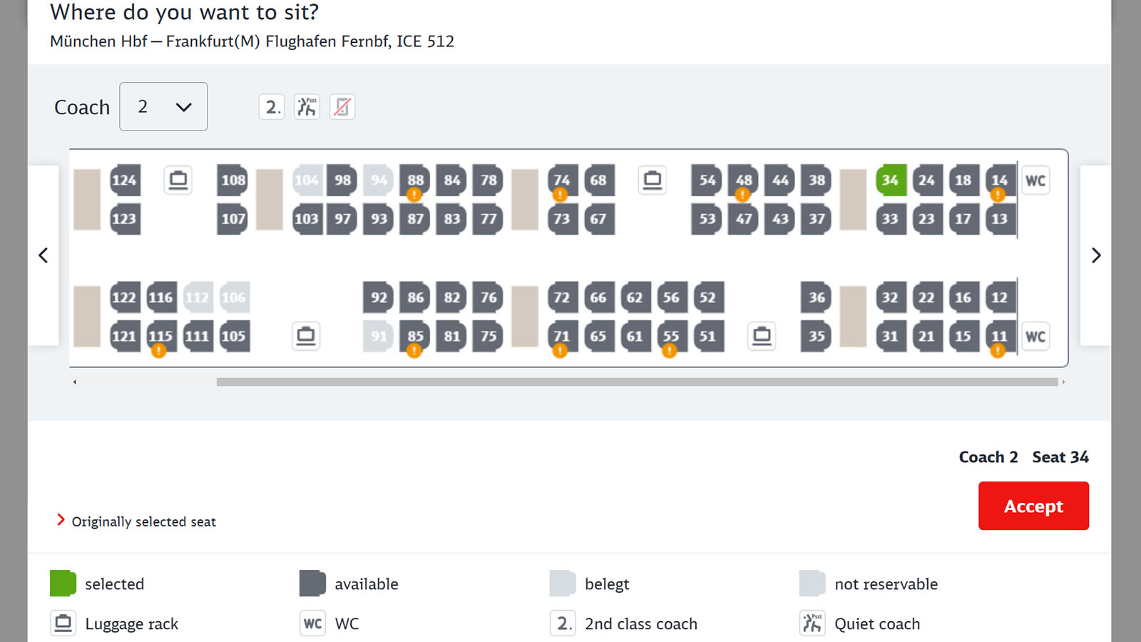 Reserved seating on Deutsche Bahn