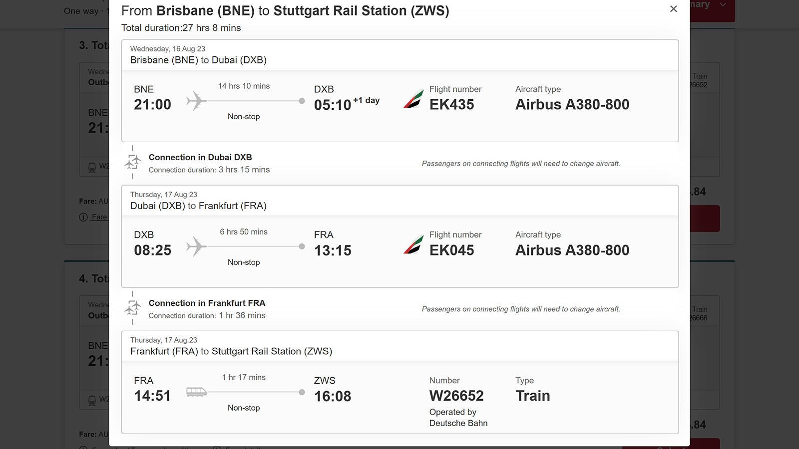 Rail and flights on a single booking with Emirates and Deutsche Bahn