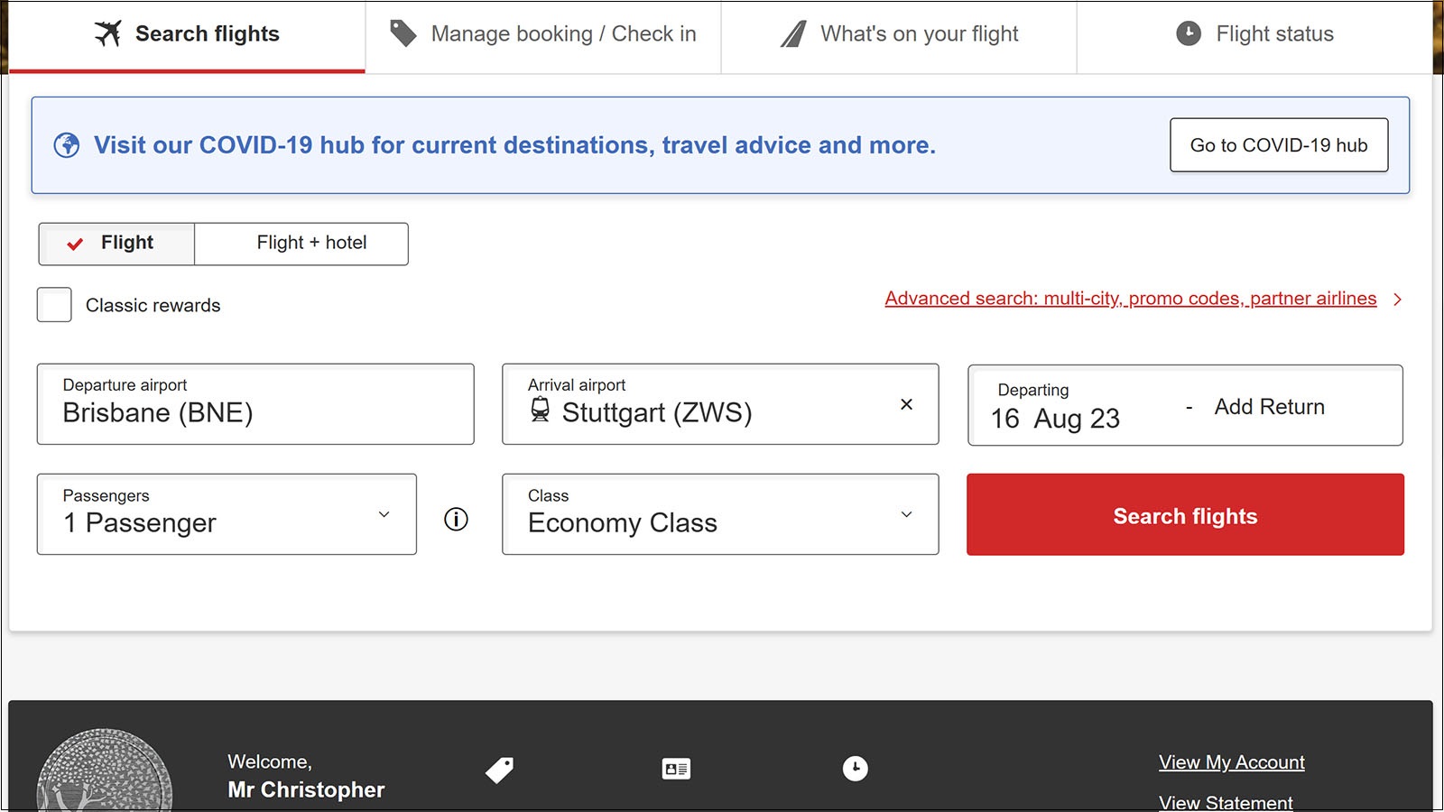 Booking Emirates flights and Deutsche Bahn train