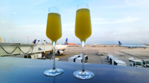Mimosas in the United Club in San Antonio