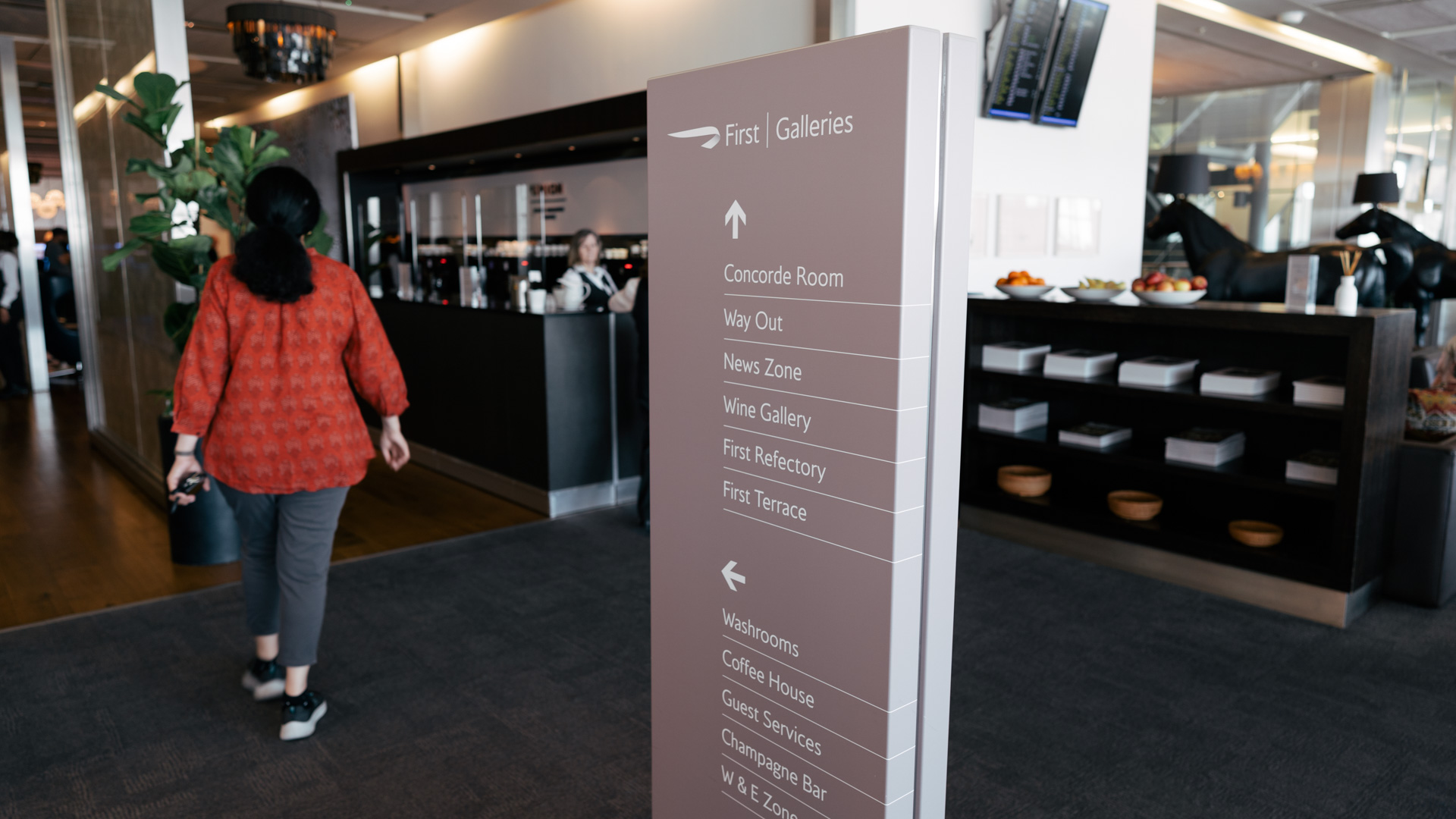 British Airways Galleries First Lounge signage