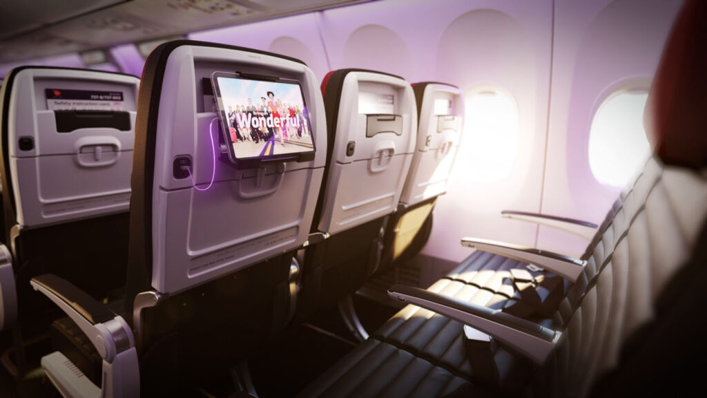 Tablet holder in Virgin Australia Boeing 737 Economy