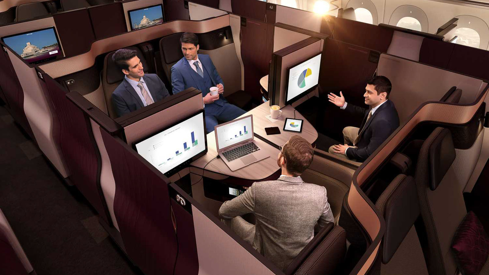 Conference in Qatar Airways Qsuite Business Class