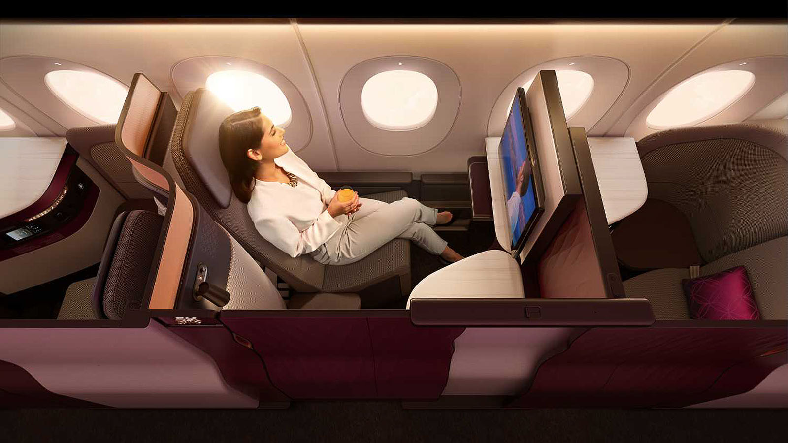 Private suite in Qatar Airways Qsuite Business Class