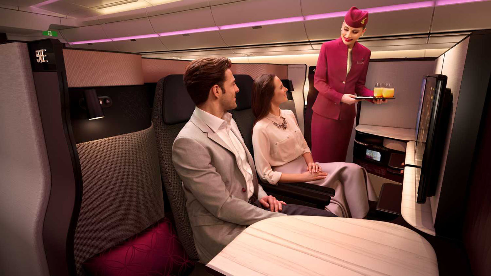 Travelling together in Qatar Airways Qsuite Business Class