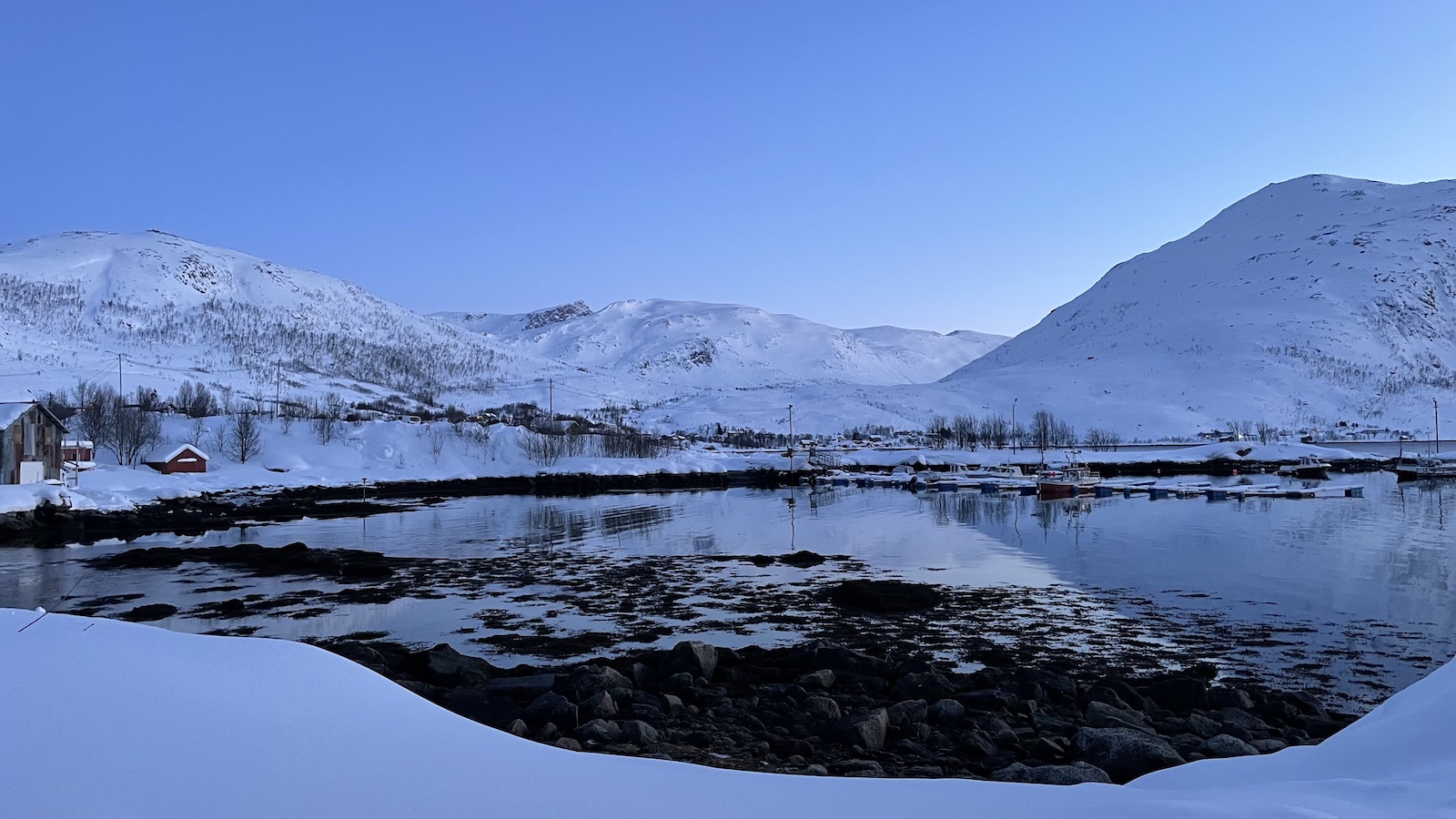 Tromso Lake Rocks in Winter