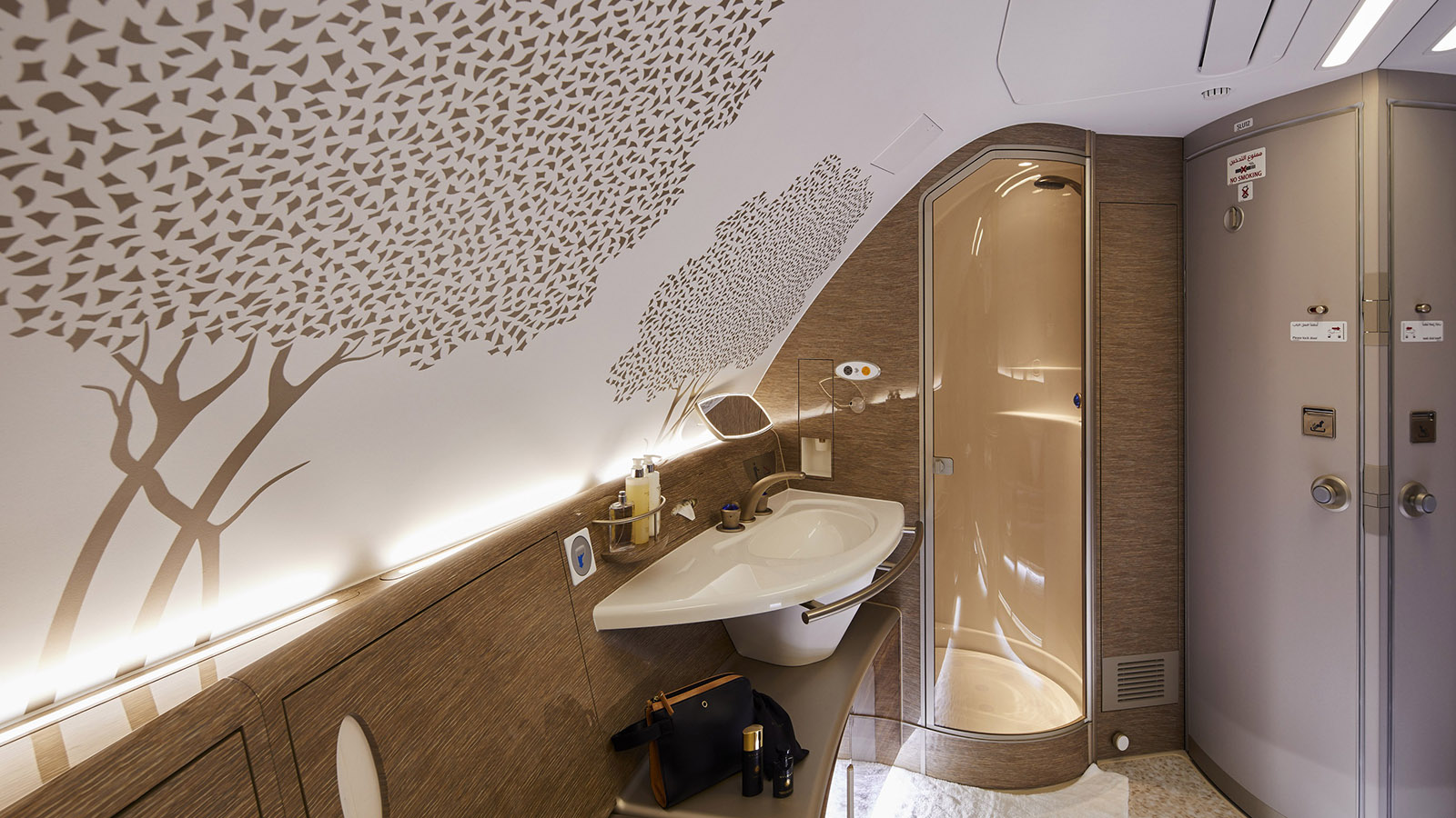 Shower spa and bathroom in Emirates First Class