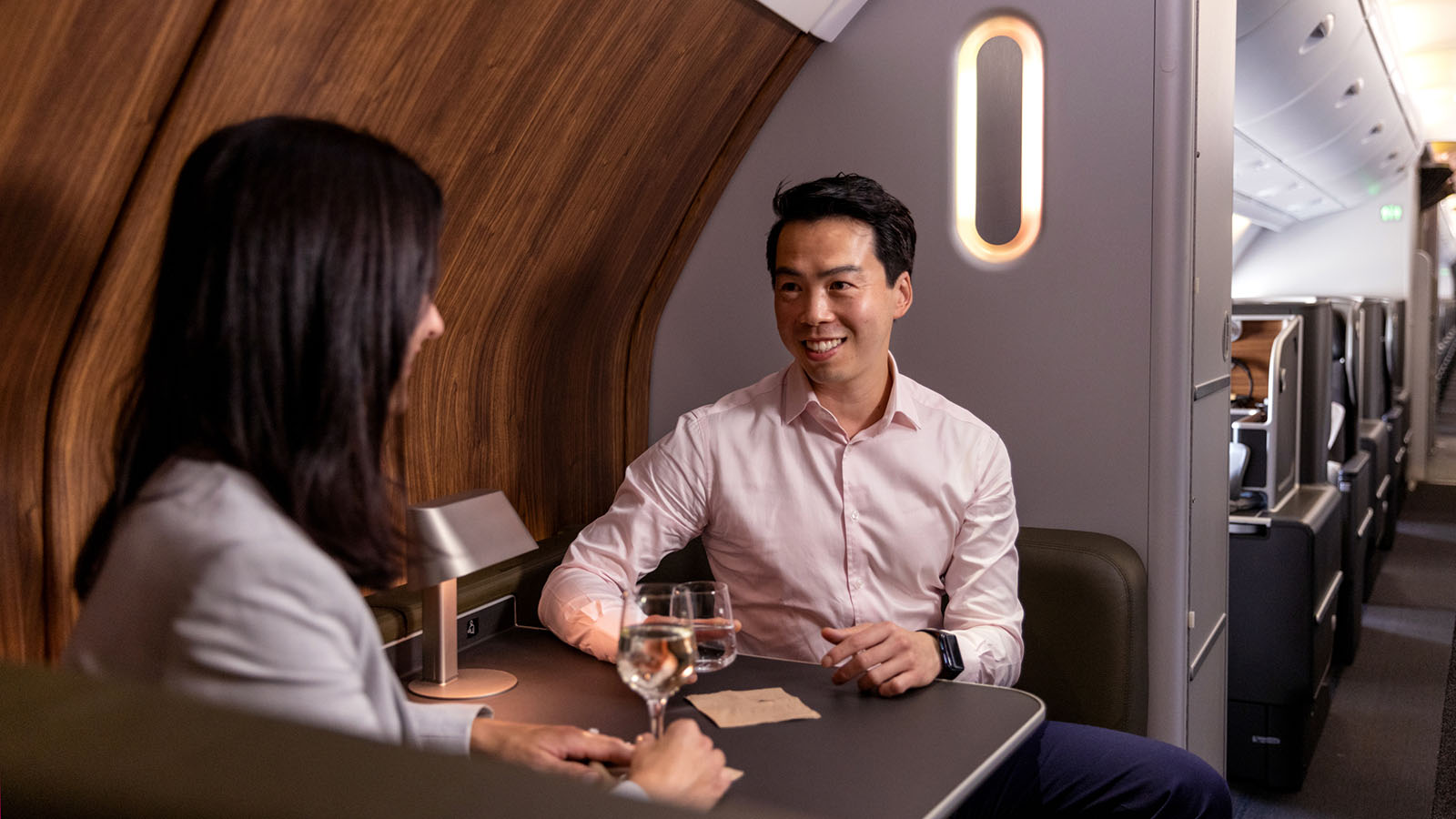 Shared lounge area open to Qantas First