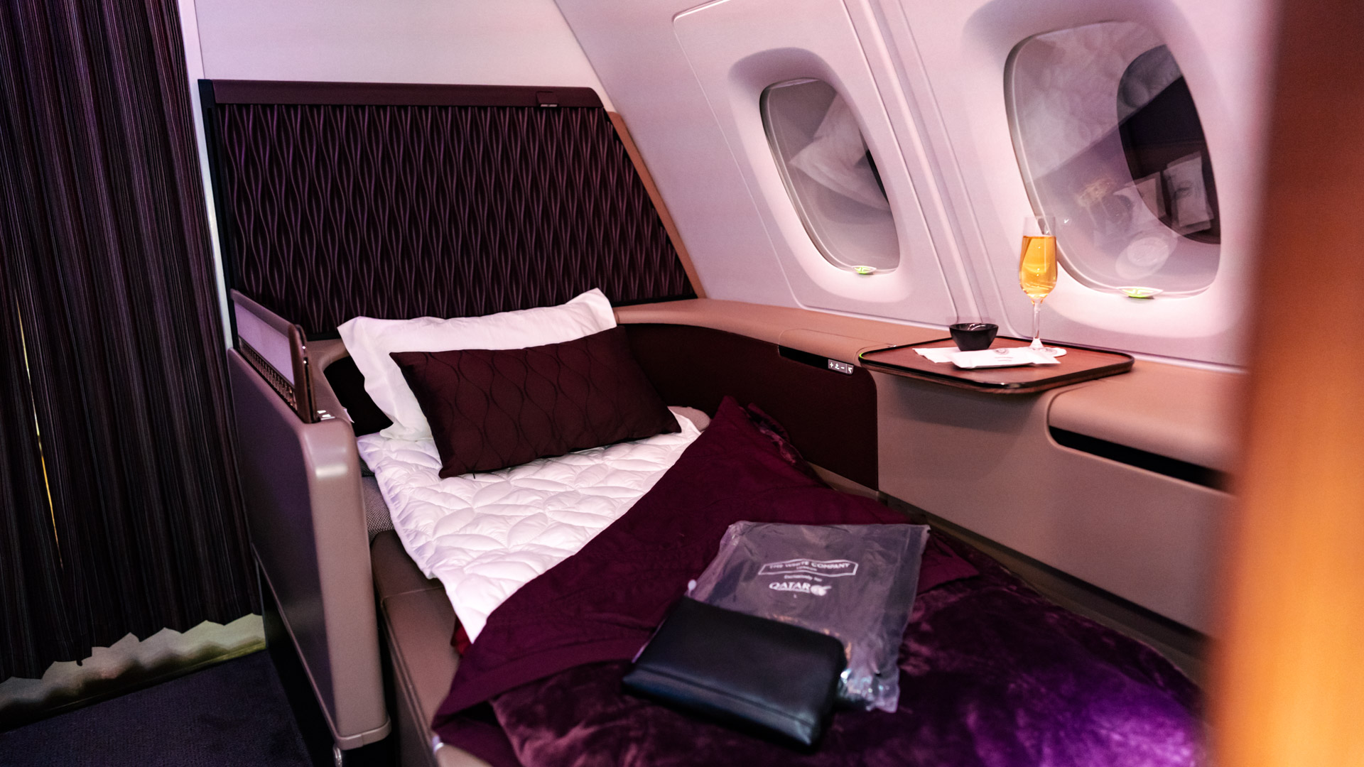 Sleep time in Qatar Airways First Class