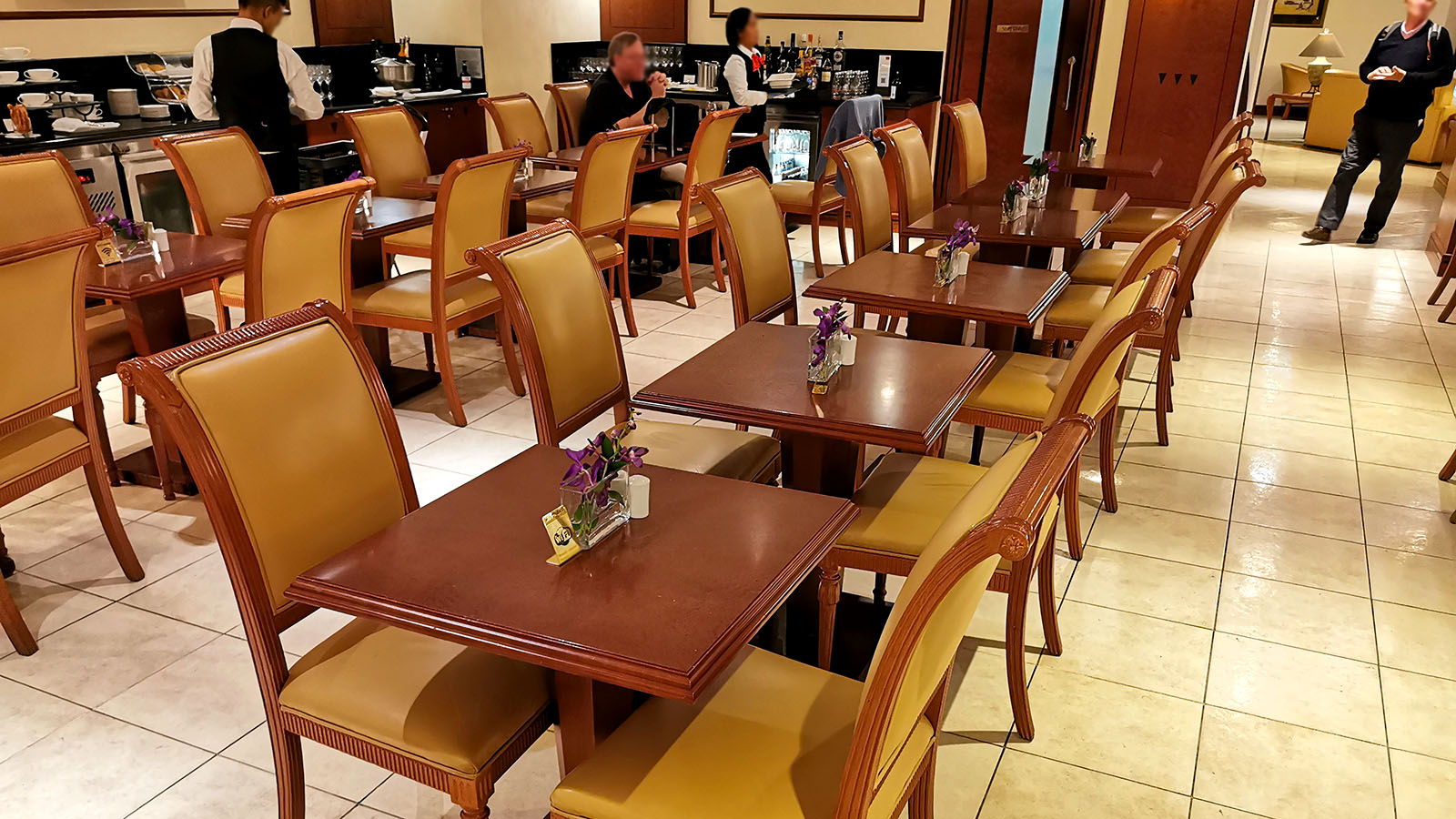 Tables in the Emirates Lounge in Sydney