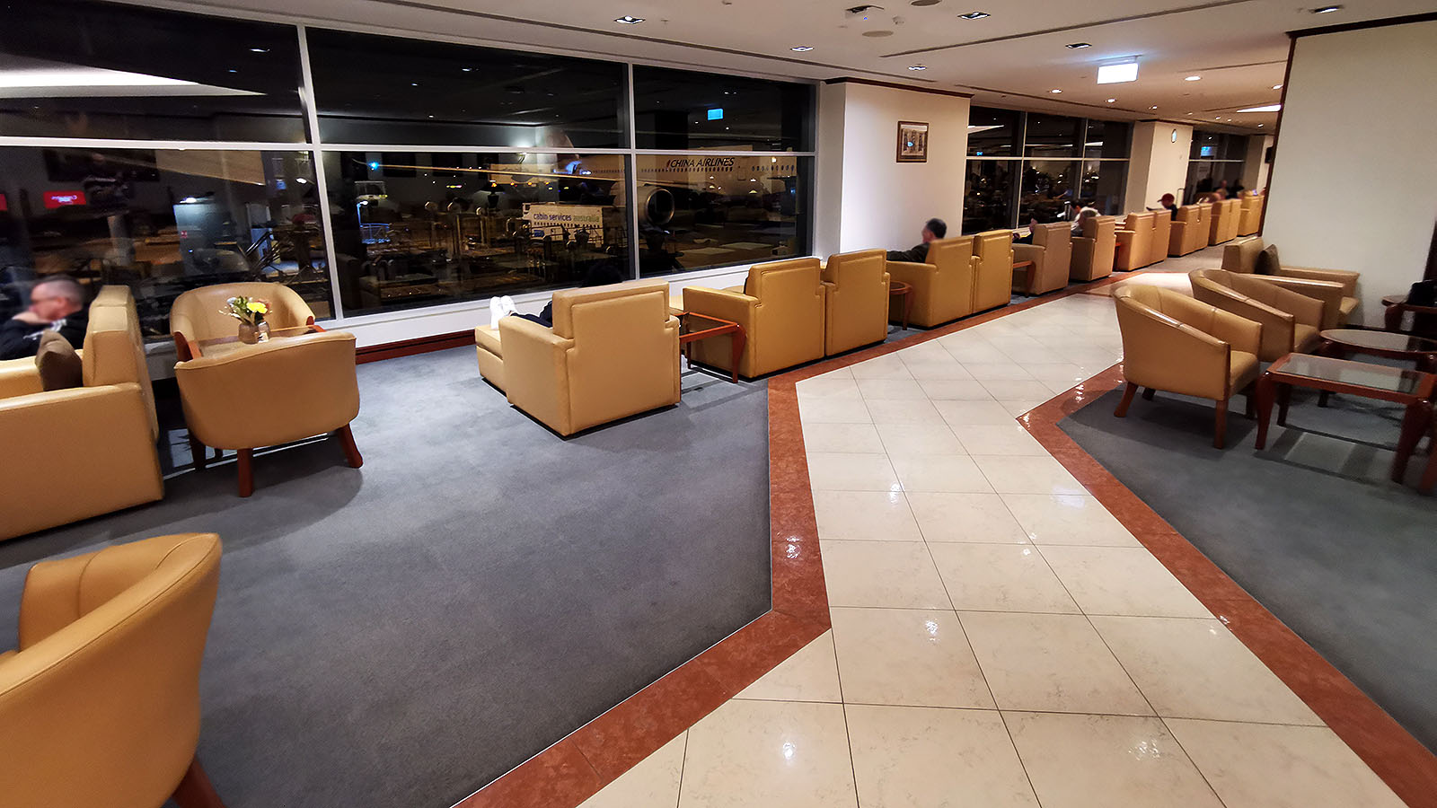 Chairs and view in the Emirates Lounge in Sydney